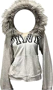 OANTGM Y2k Zip Up Hoodie Fur Jackets Emo Grunge Crop Winter