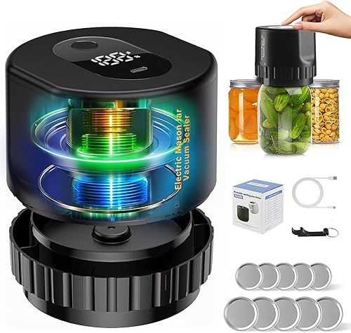 Sellador al vacío Mason Jar (negro, 80S)