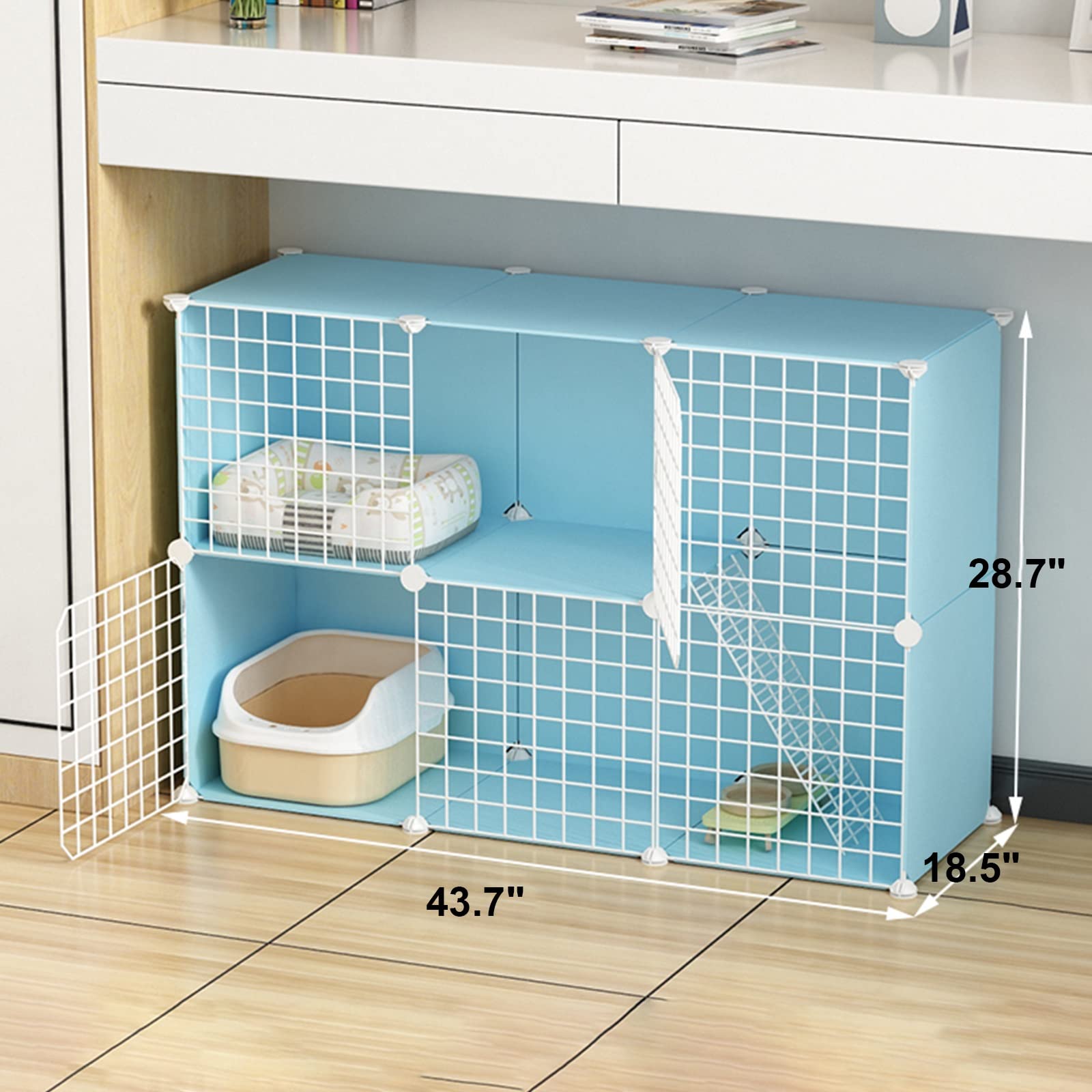 Gabbia per Gatti Doppia Piattaforme in plastica Trasportino per Gatti, Gabbia per Furetti Staccabile, Gabbia per Gattini Rigida espandibile per Accessori per Gatti da Interno (Colo