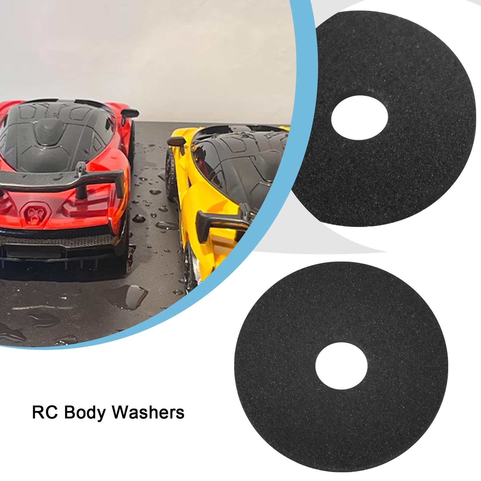 VGOL 20pcs Foam RC Body Washers FAST104 Suitable for Most RC Model Cars Truck Buggy Body Shell Replacement RC Car Parts Black 16x4x1.5mm - Image 3