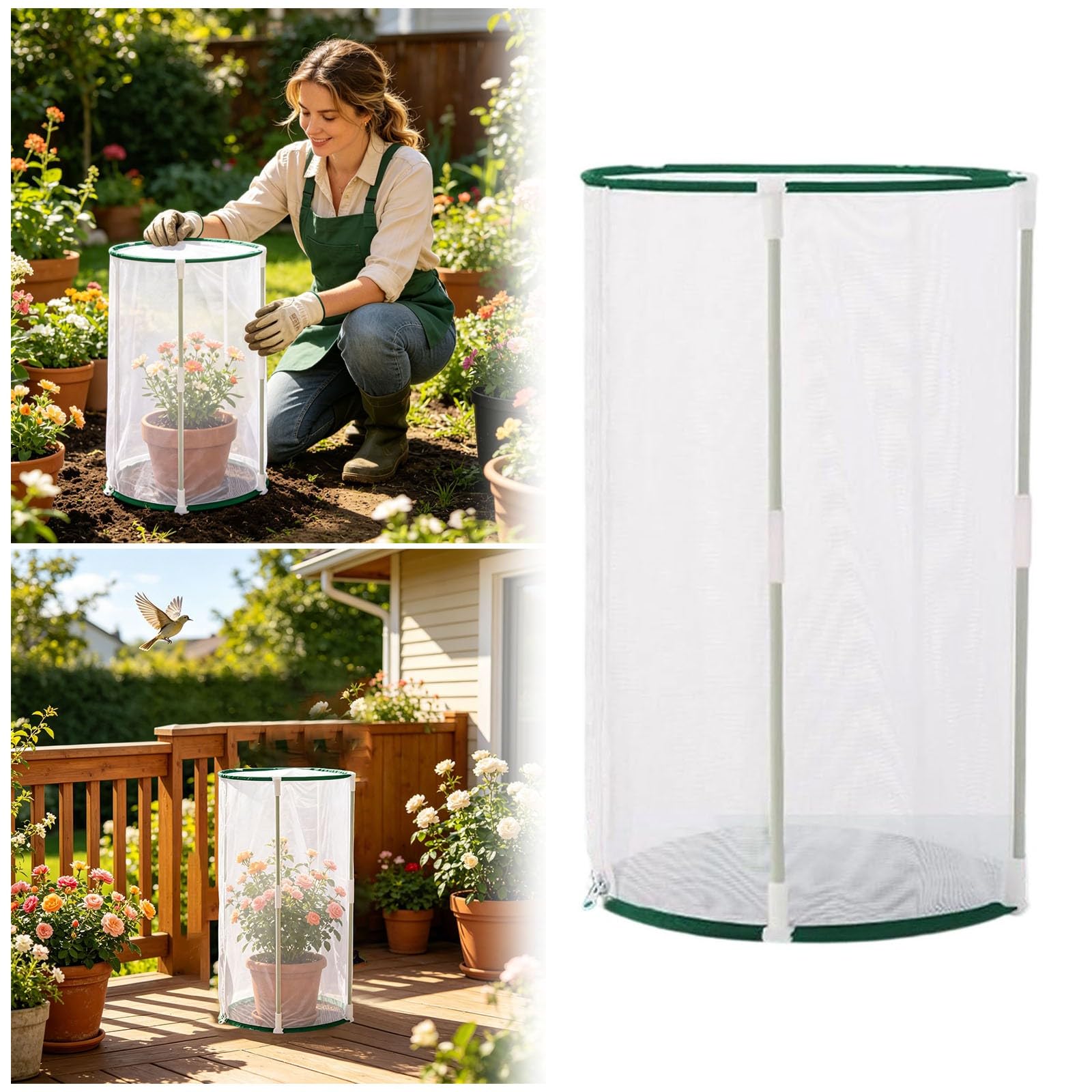 Cubiertas para plantas de jardín – Jaula de red protectora al aire libre para verduras, frutas, arbustos y proyectos científicos – ideal para protección de patio y césped contra pájaros