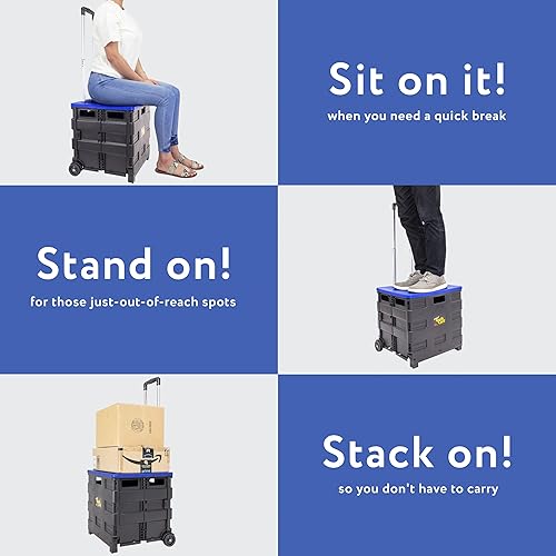 Miniatura 52 de dbest products Quik Cart Sport - Caja plegable con ruedas para profesores, capacidad de 80 libras, hecha de plástico resistente utilizado como Negro