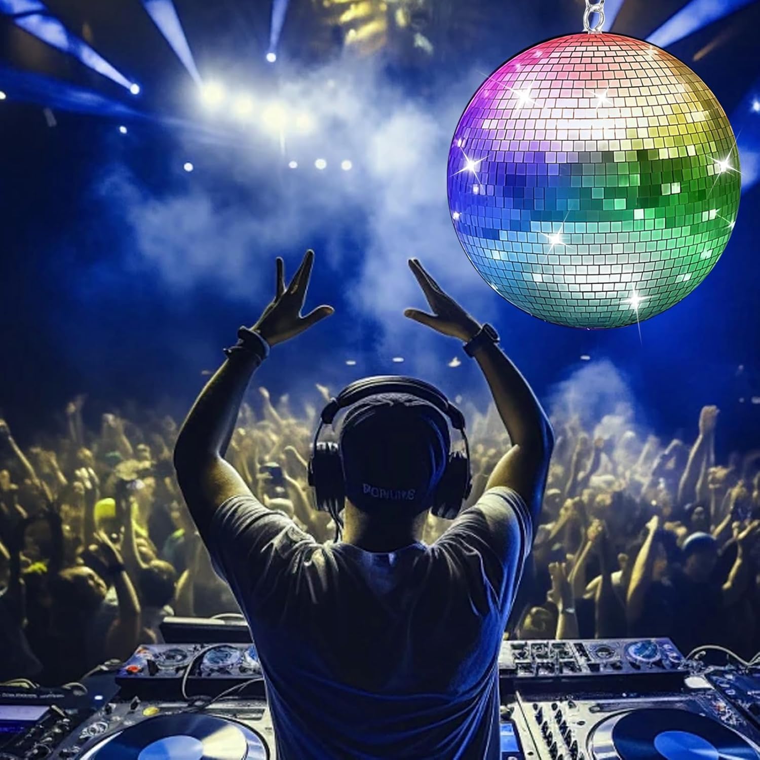 Bola de discoteca: bola de discoteca giratoria con motor de 10 rpm, mando a distancia, bola de discoteca con LED, 12 cm, para fiestas, activada por sonido, para fiestas de baile, decoración para