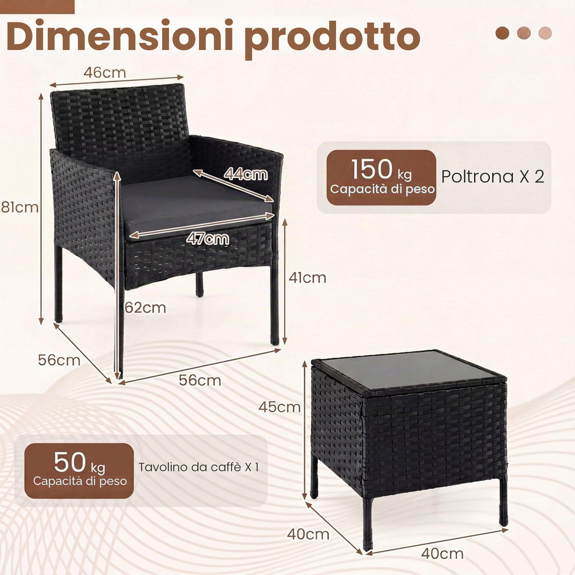 LIFEZEAL Set Mobili da Giardino in Rattan 2 Posti, Salotto da Giardino Esterno con 2 Poltrone, Cuscini Rimovibili, Tavolino da Caffè in Vetro Temprato, per Terrazza e Cortile (Cuscino Grigio)