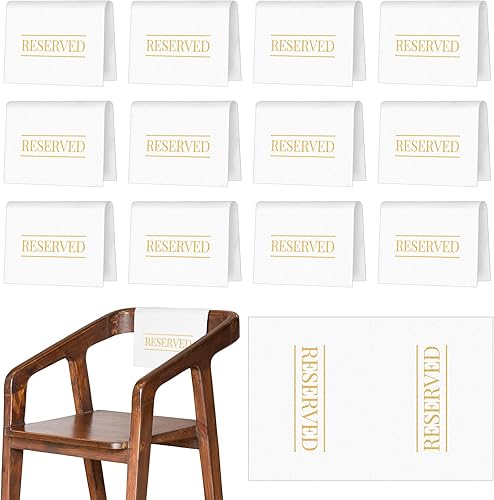 Buryeah Letreros de silla reservados para iglesia con palabras impresas para bodas, fiestas, celebraciones, recepciones, iglesia o evento (blanco,