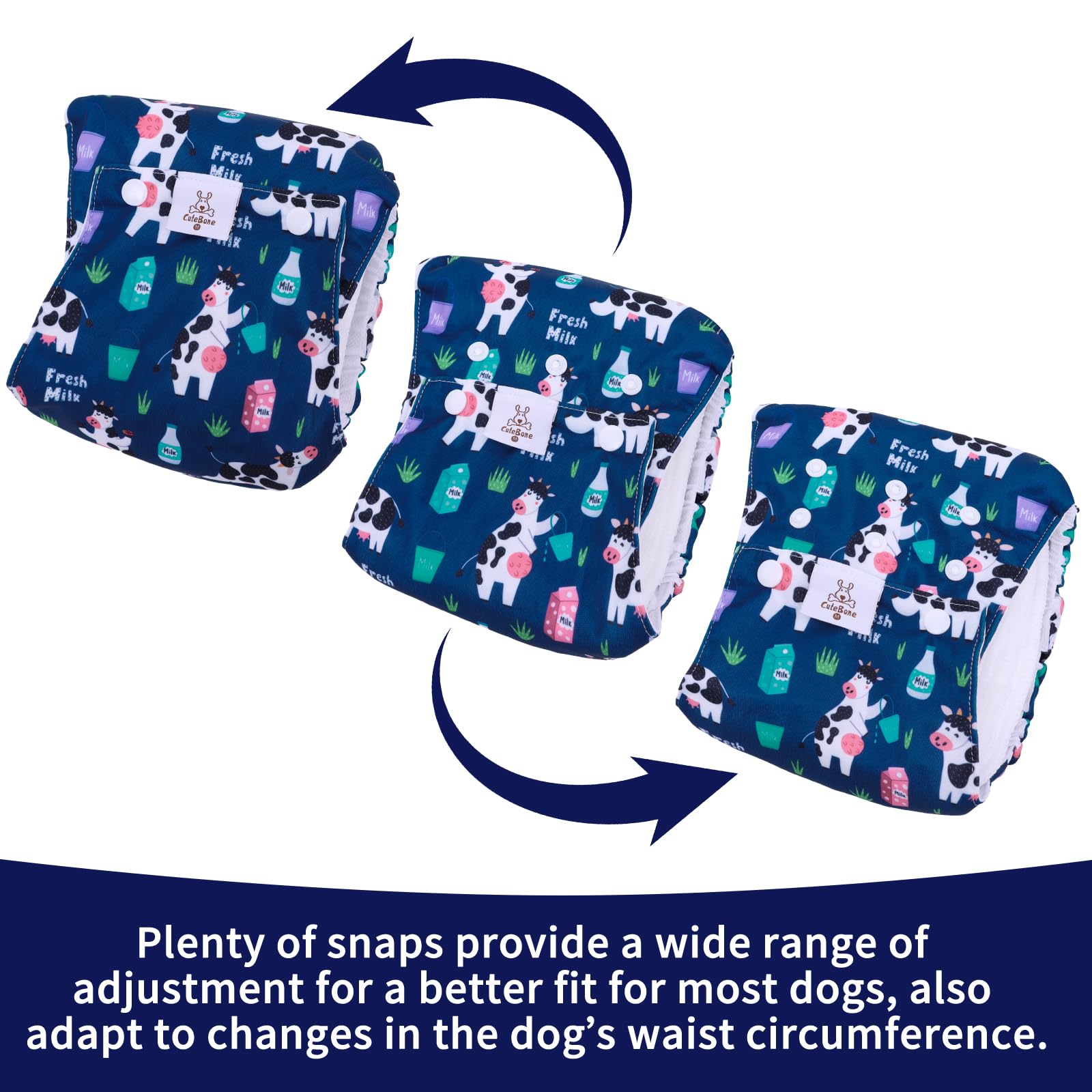 CuteBone Pannolini per cani maschili con bottoni lavabili fascia pancia per cani maschi avvolge 3 pezzi per confezione KDM06L