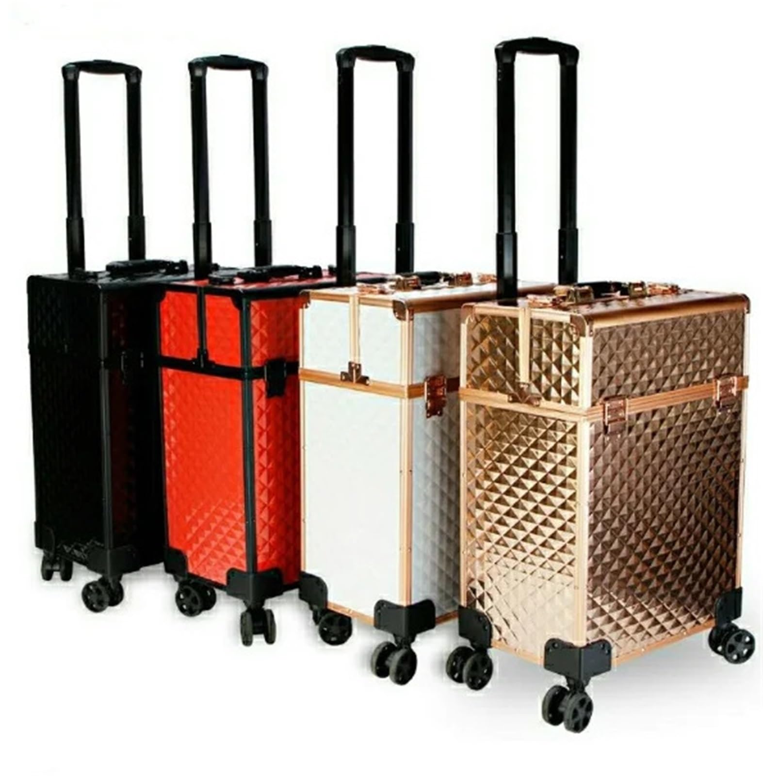 Neceser con Ruedas Maletín Organizador de Viaje con Ruedas, Neceser Maquillaje y peluquería, Estuche cosméticos for salón Belleza(White)