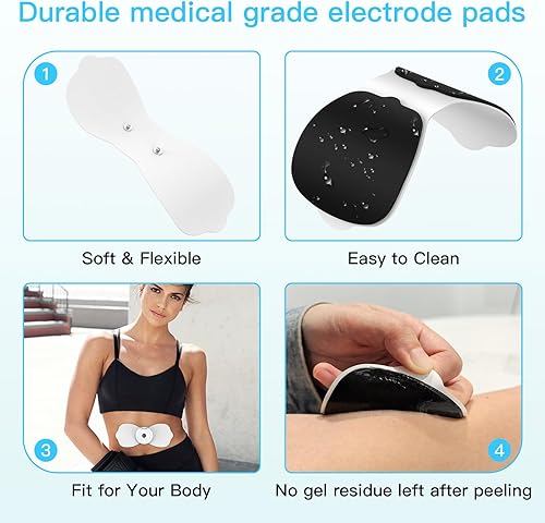 Miniatura 8 de MASTOGO Tens Unit - Almohadillas de electrodo inalámbricas, almohadillas de electrodo de repuesto con conectores estándar de 0.138 pulgadas (4