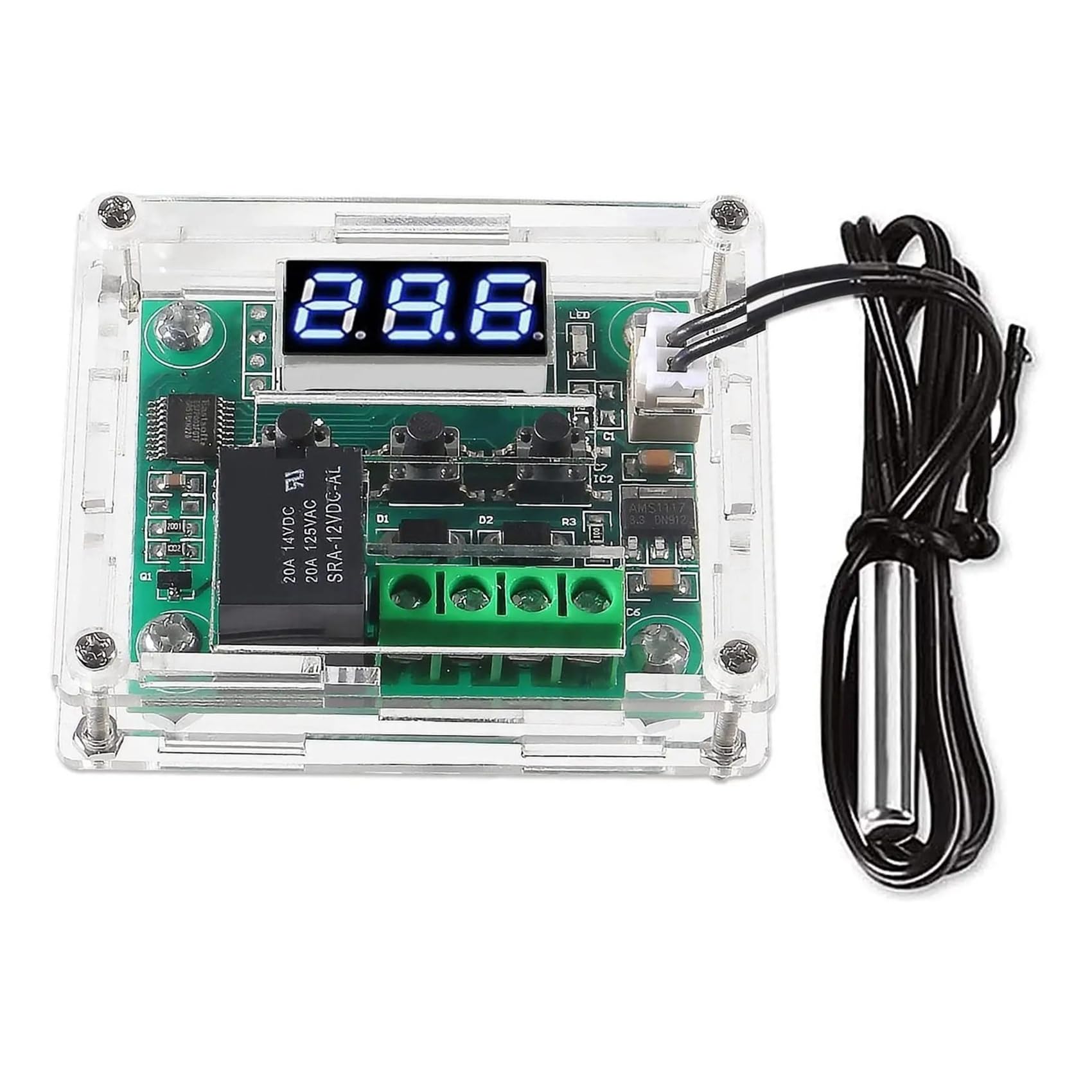 W1209 cyfrowy kontroler temperatury, 12 V DC, termostat, moduły -50-110°C, przełącznik kontroli temperatury z przekaźnikiem 10 A i próbką NTC do inkubatora, fermentacji gadów