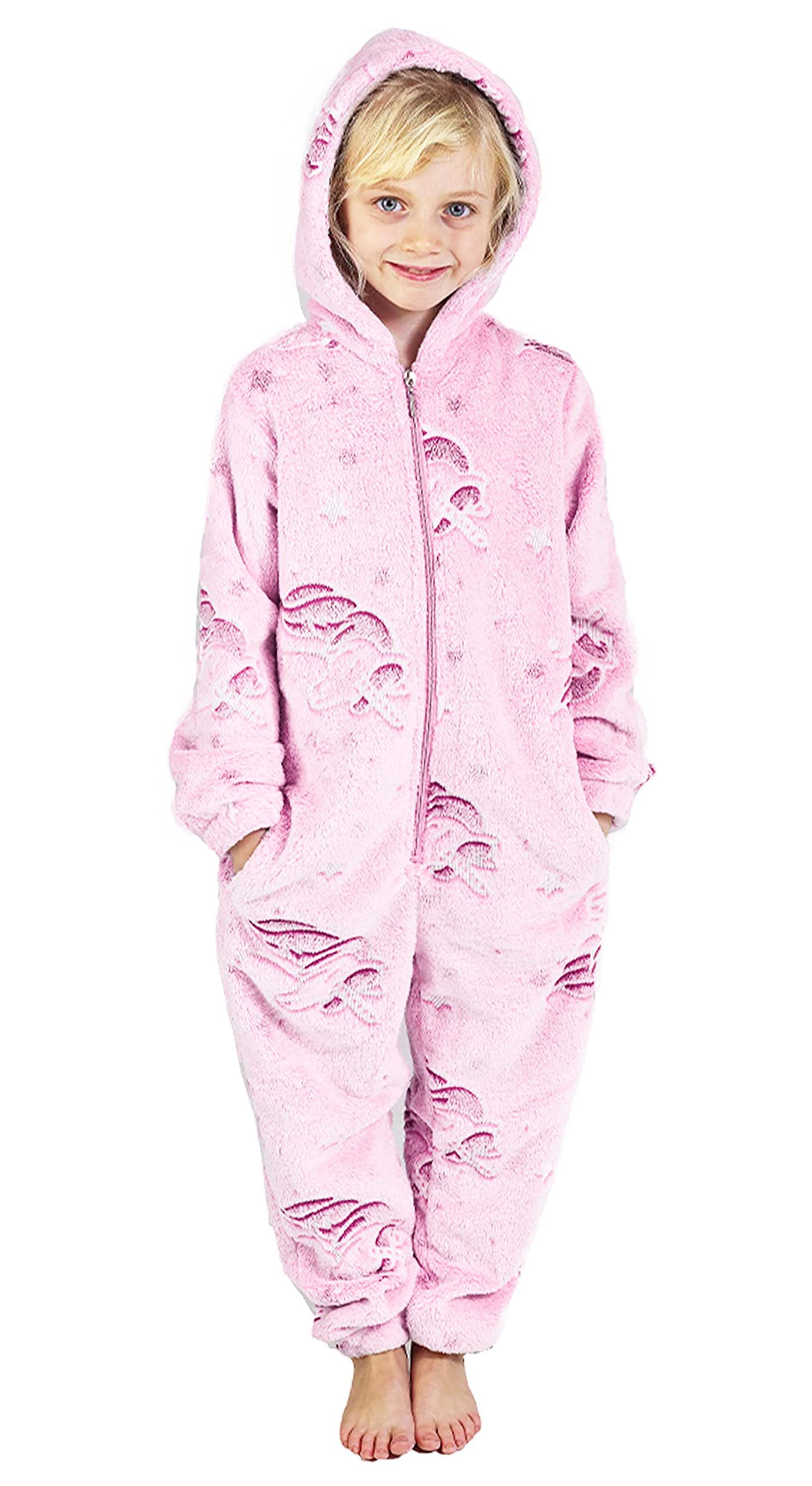 CityComfort Pijama de Unicornios y arcoíris para niñas de 3 a 14 años de Edad, Brilla en la Oscuridad