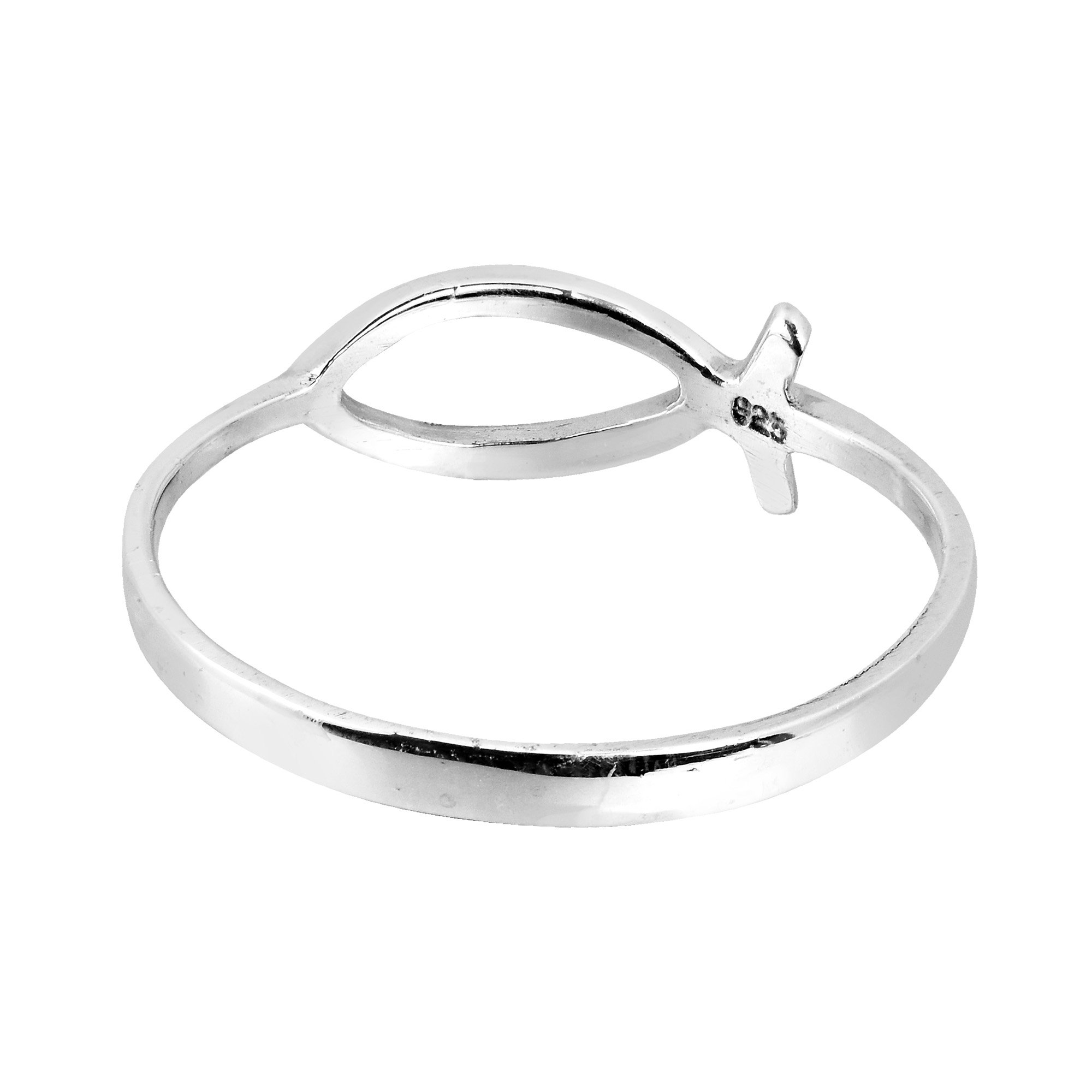 Simple Plain Ichthys Christian Fish Anillo de plata de ley para todos los días, Plata, plata de ley 4