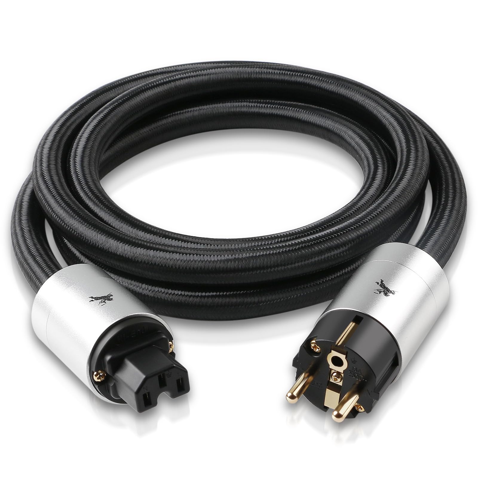 Impeto High End Netzkabel, Audiophile HiFi Stromkabel OFC Schuko-Stecker-auf-Buchse-Stromkabel EU-Stecker für DVD/Verstärker/Decoder/Subwoofer/AMP -1M