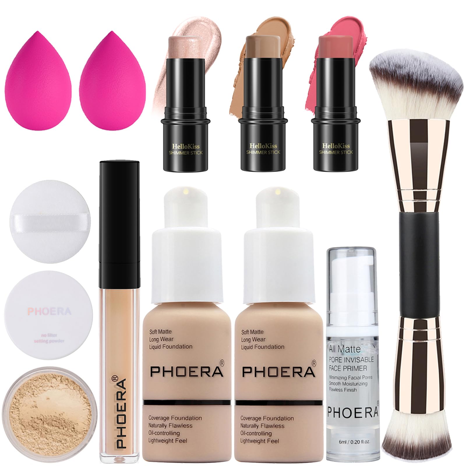 PHOERA Foundation, 3 PCS Contour Makeup Kit With Highlighter