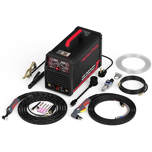 YESWELDER CT2050 AC/DC TIG Welder/Non-High frequency Plamsa Cutter Built-in Compressor/Stick Welder, 96-265V Wide Voltage Power Factor Correction Technology Multiprocess Welder