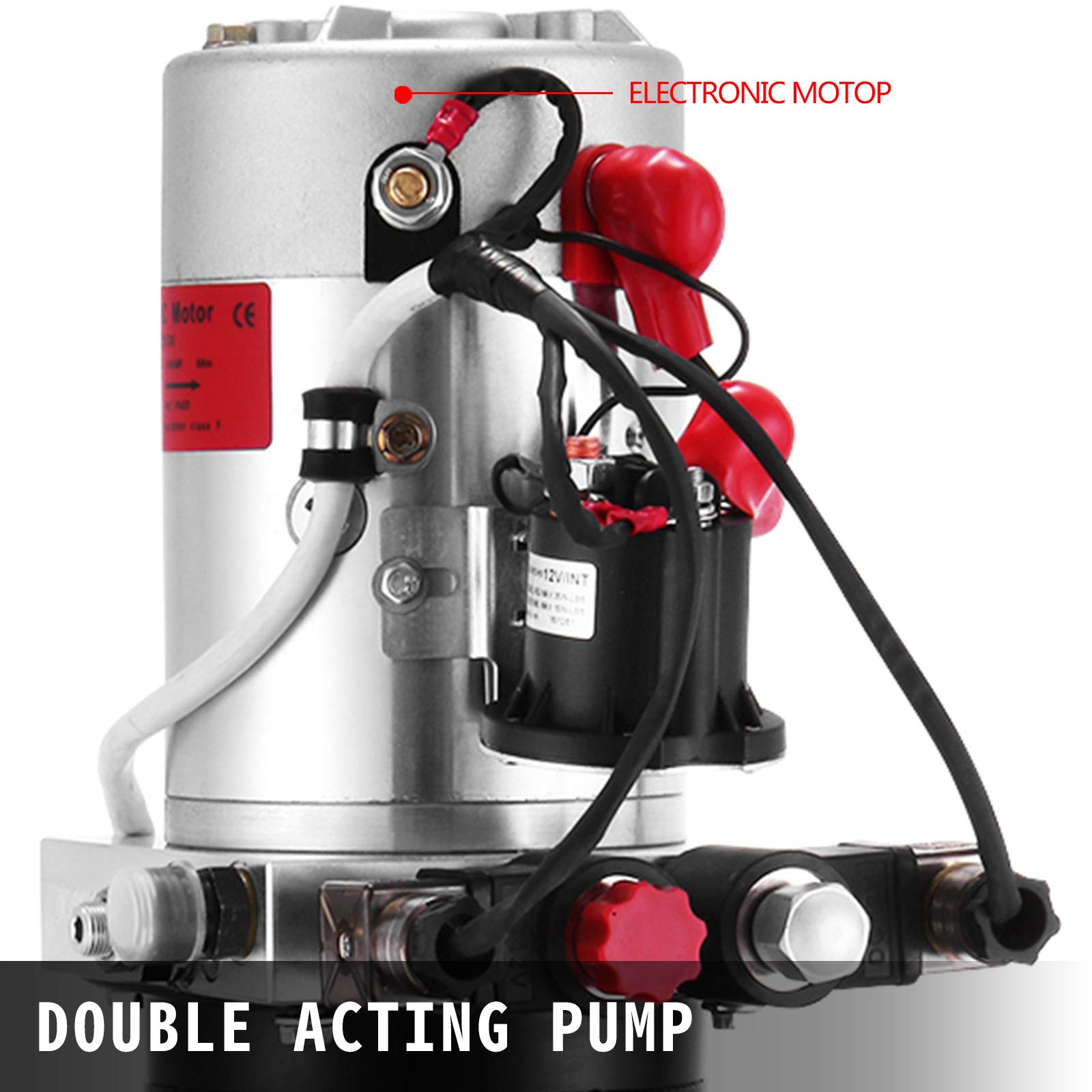 VEVOR Pompa Idraulica 8 Litri a Doppio Effetto 12V CC 8 Litri Serbatoio in Acciaio Industriale, Pompa Idraulica per Fabbriche in Miniere, Fonderie, Produttori di Macchinari e Fabbriche di Montatori.
