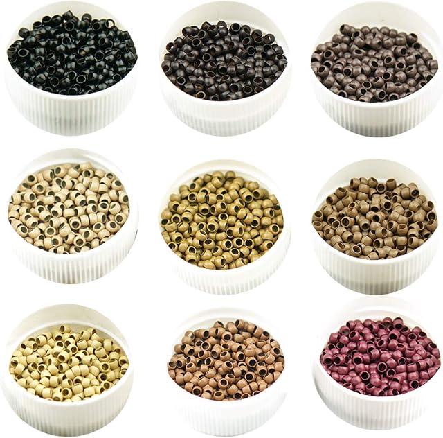 KOCONI KOCONI 1000PCS Micro Rings Nano Ring Copper Nano Extension Beads Nano Beads Micro Rings Nano Rings Micro Beads Hair Extension Beads Rings Micro Nano Beads 3mm #6 Beige Blond