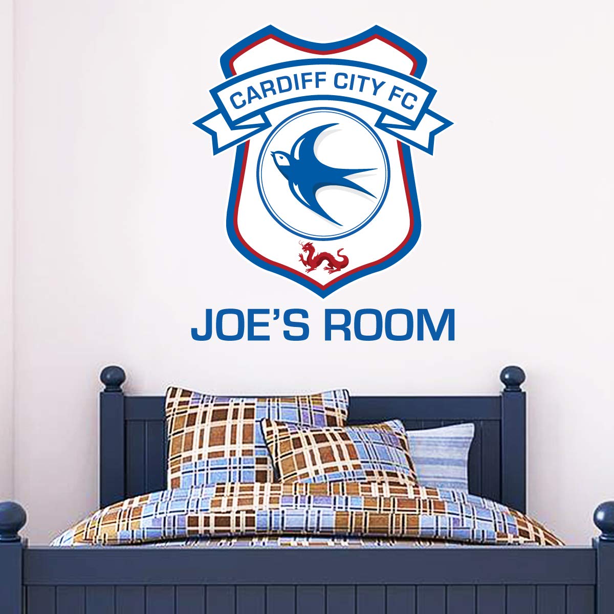 Beautiful Game Official Cardiff City Fc Personalised Name & Crest Wall Sticker Badge Logo Decal (120Cm)