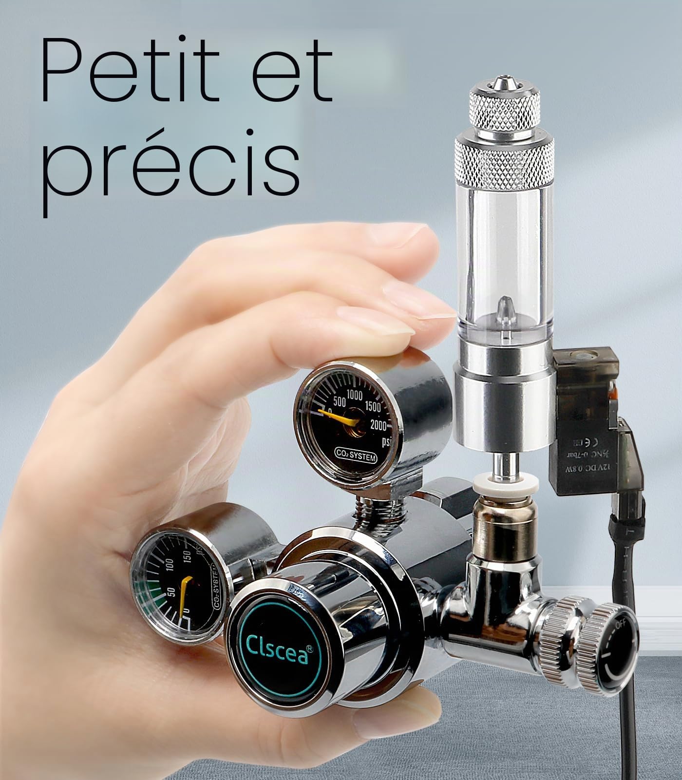 Régulateur de CO2 pour aquarium à double jauge avec compteur de bulles et électrovanne, solénoïde radial à ouverture latérale W21.8, régulateur de CO2 pour aquarium