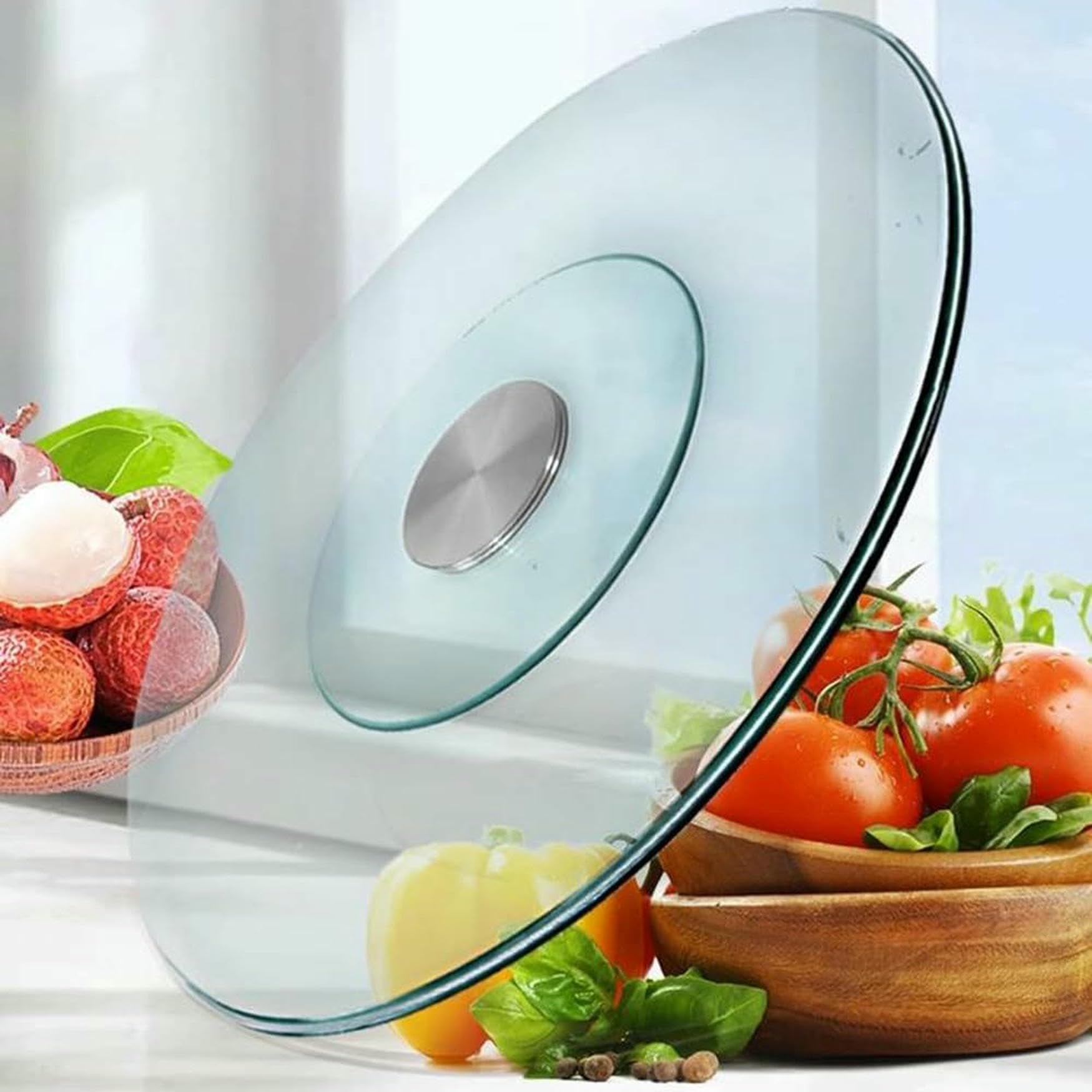 Large Tempered Glass Turntable for Dining Table, 50 cm, 70 cm, 80 cm, 100 cm, Lazy Susan Table Top Rotating Plate, Hotel Rotating Serving Plate (24 inches (60 cm)