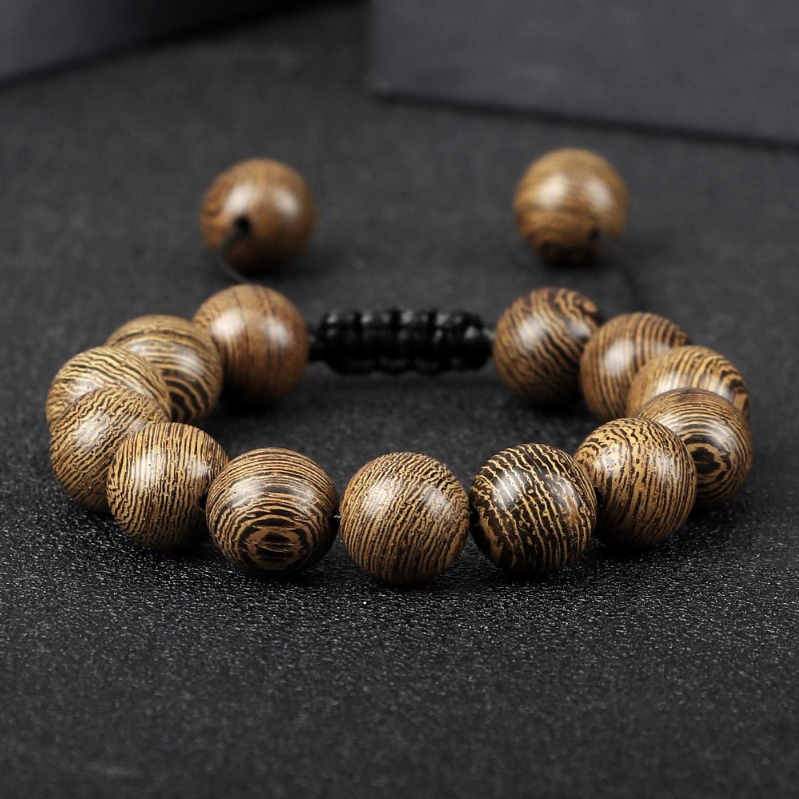 1 pc Holz Perlen geflochten Armband Gebet Armreifen Schmuck Frauen einstellbar paar Armbänder