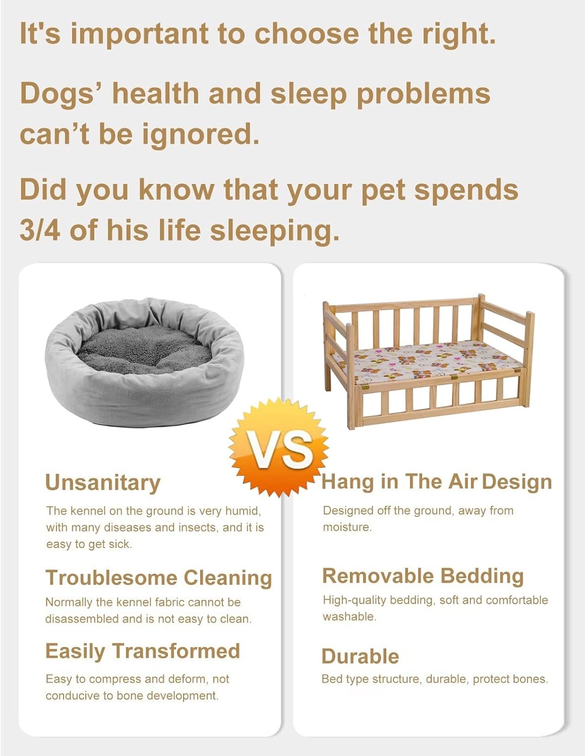 Pet Bed Blue Cooling Elevated Pet Bed for Small, Medium, Large Dogs, Orthopedic Relief Solid Wood Frame Dog Cot, for Pets Within 40 Kg / 88 Lbs (Size : M-74x49x38cm/29x19x15) ()