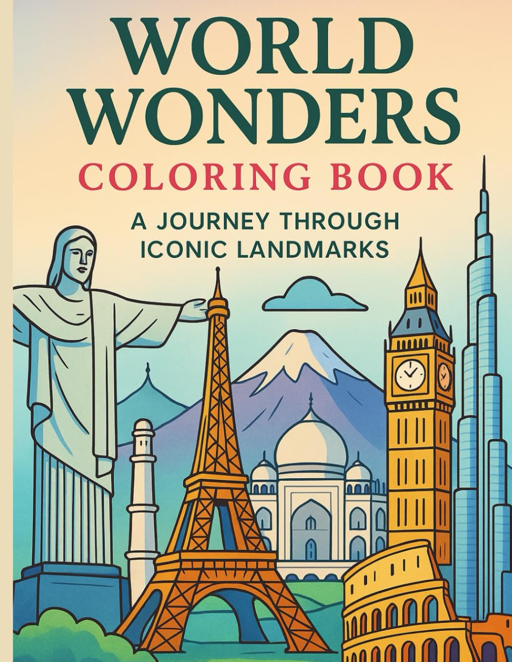 World Wonders Coloring Book: A Journey Through Iconic Landmarks