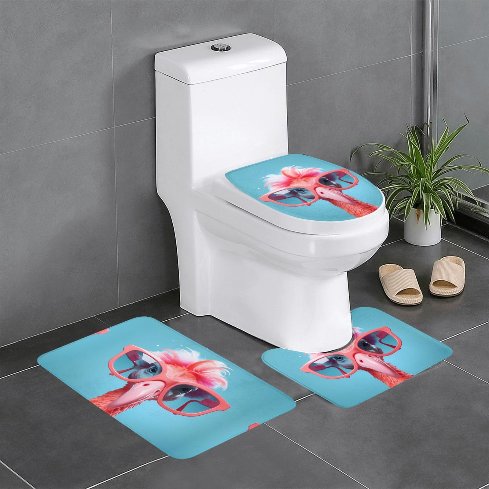 Tapis de salle de bain flamant rose Hello Glasses lot pour une ambiance sereine