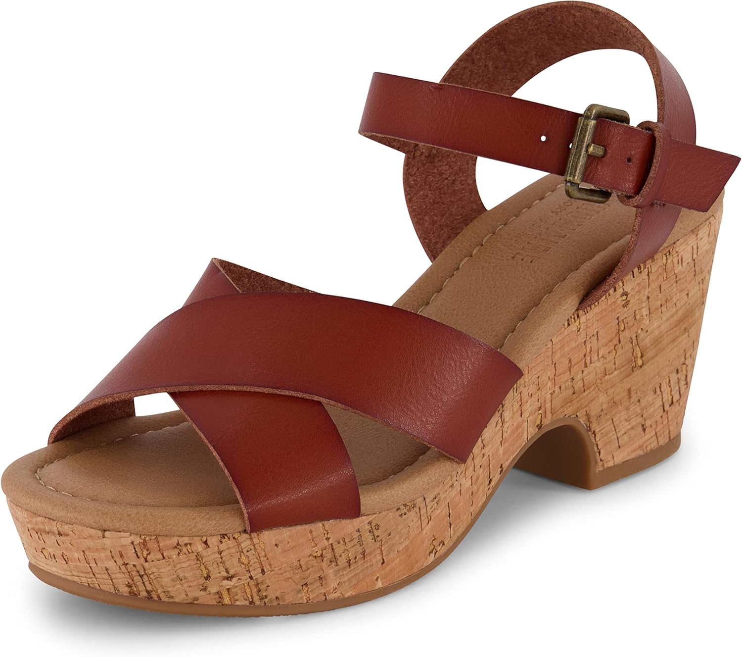 CUSHIONAIRE Women's Rosie Cork Wedge Sandal +Memory Foam