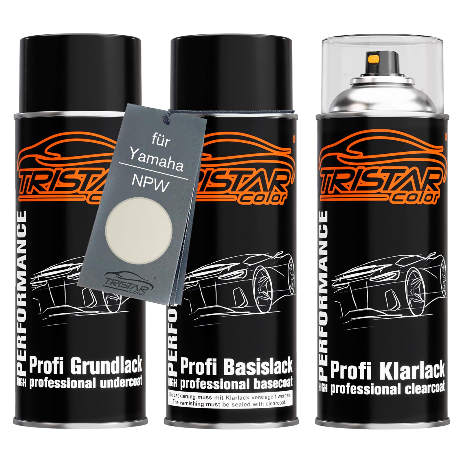 TRISTARcolor Peinture moto Kit bombes de peinture pour Yamaha NPW Cloudy White Perl Peinture de fond peinture de base vernis clair aérosol 400 ml