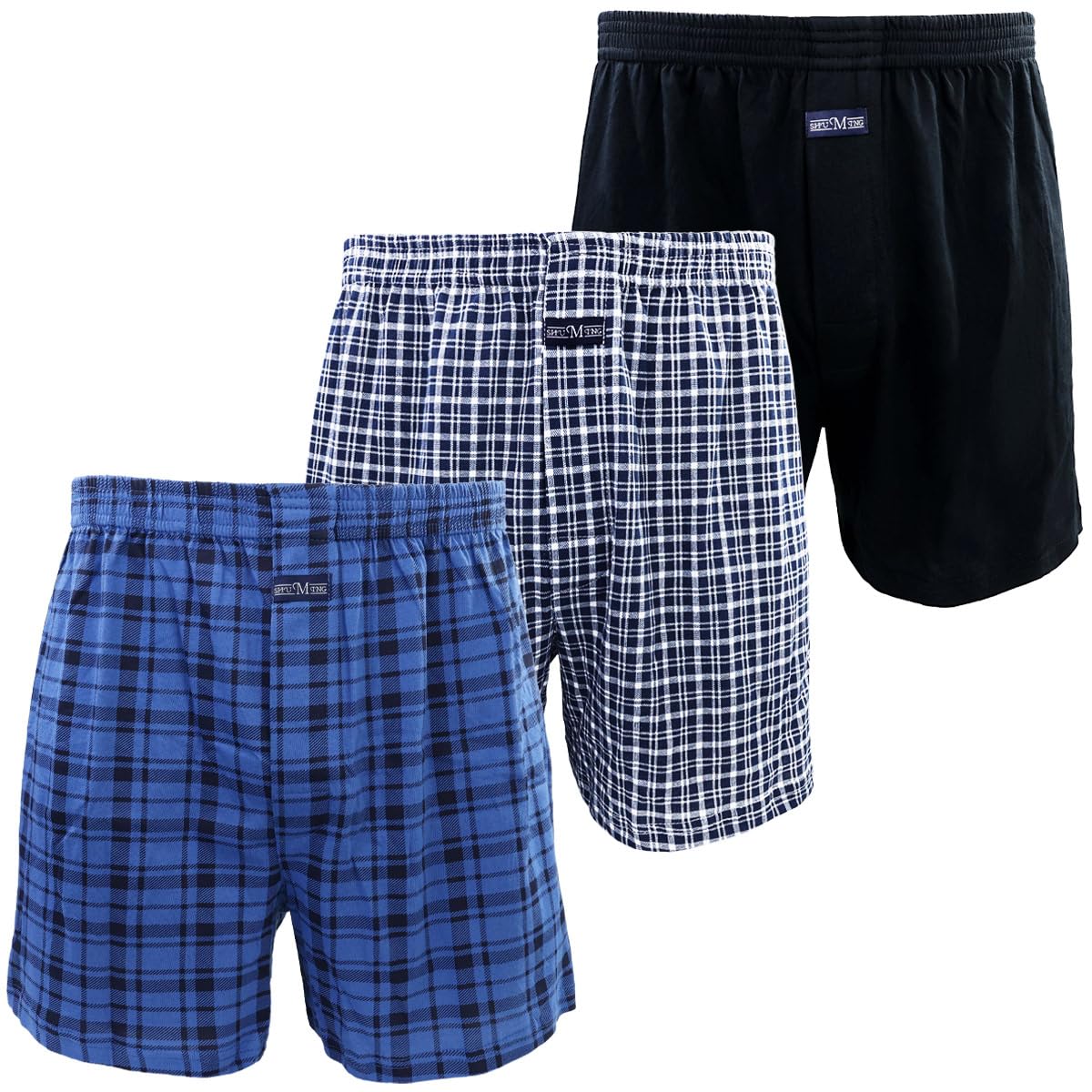 Pack of 3 Men's Boxer Shorts, Wide 100% Cotton Jersey, Soft and Breathable, Loose Underpants, Men's Pyjama Shorts for Men and Boys, Size M-3XL
