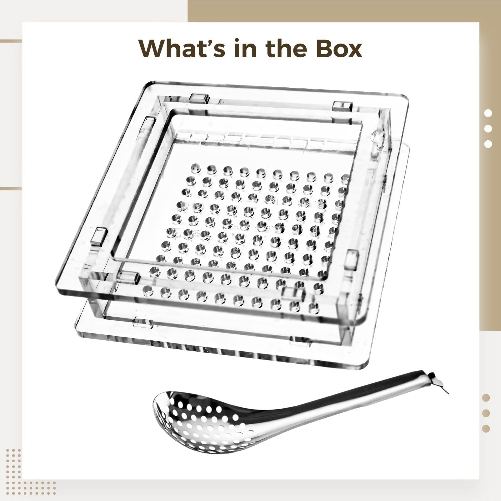 Molecular Gastronomy Caviar Making Box Set, includes Caviar Box and Spoon, Spherical Caviar Maker Kit, Create 100 Molecular Gastronomy Caviar Balls Instantly