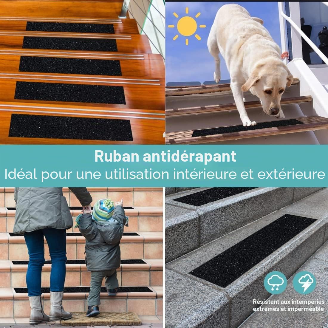 Bande Antidérapante adhésive 25cm x 5m Ruban Adhésif Antidérapant Forte Adhésif, Bande Sécurité, Bande Antidérapante Adhésive pour Escaliers, Marches, Revêtements de Sol Noir