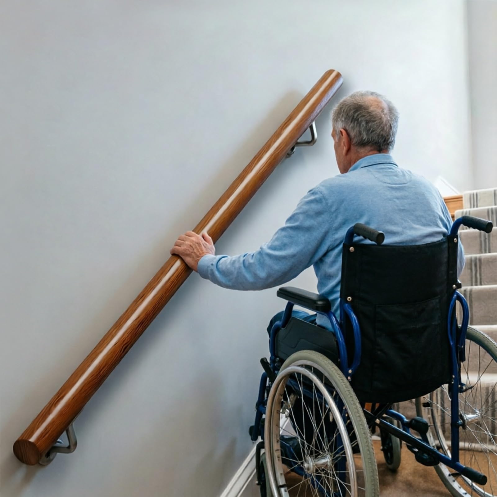 DMCHENGMA Non-Slip Staircase Handrail | 30cm - 450cm Stair Railing for Indoor - Corridor Support Rod Sturdy Steps Balustrade(14ft/420cm)