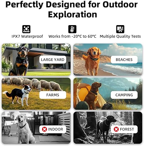 AEZ Smart Dog Collar, GPS Dog Tracker, Wireless Dog Fence System, Invisible GPS Fence Collar for Dogs with Beep Vibration Alert Modes, Radius 25-999 Yards for Over 15lbs Dogs, IPX7 Waterproof