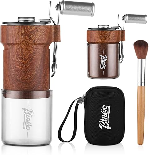 Bincoo Molinillo de café manual con rebabas de acero inoxidable, grosor ajustable, plegable, con bolsa portátil, molinillo de café de mano portátil