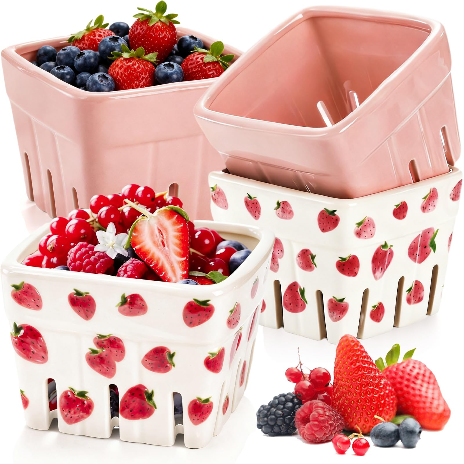 Amazon.com: Pumtus 4 Pack Ceramic Berry Baskets, 4.6