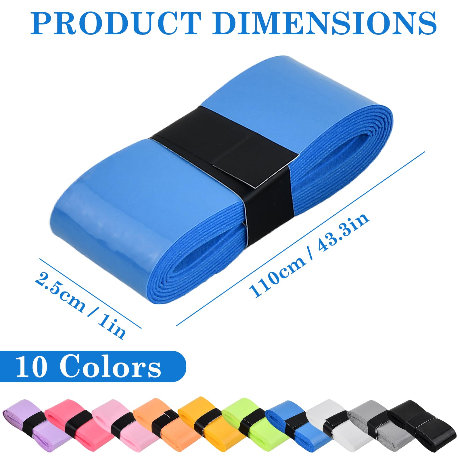 10 piezas Color Cintas de Agarre de Raqueta, Autoadhesivo Antideslizante y Respirable grip raqueta para tenis squash bádminton y tenis de mesa