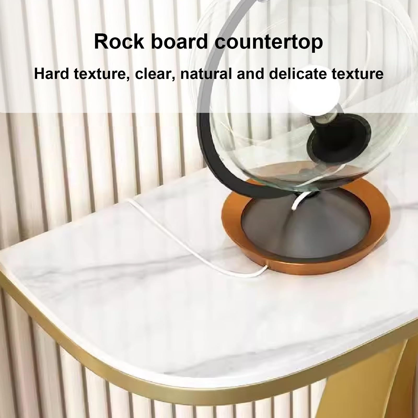 Table Console Entree avec Plateau en Pierre Table Console Décorative Contre Le Mur pour Salon, Couloir, Chambre, Foyer ou Espace de Réception(Black,100 * 30 * 80cm)