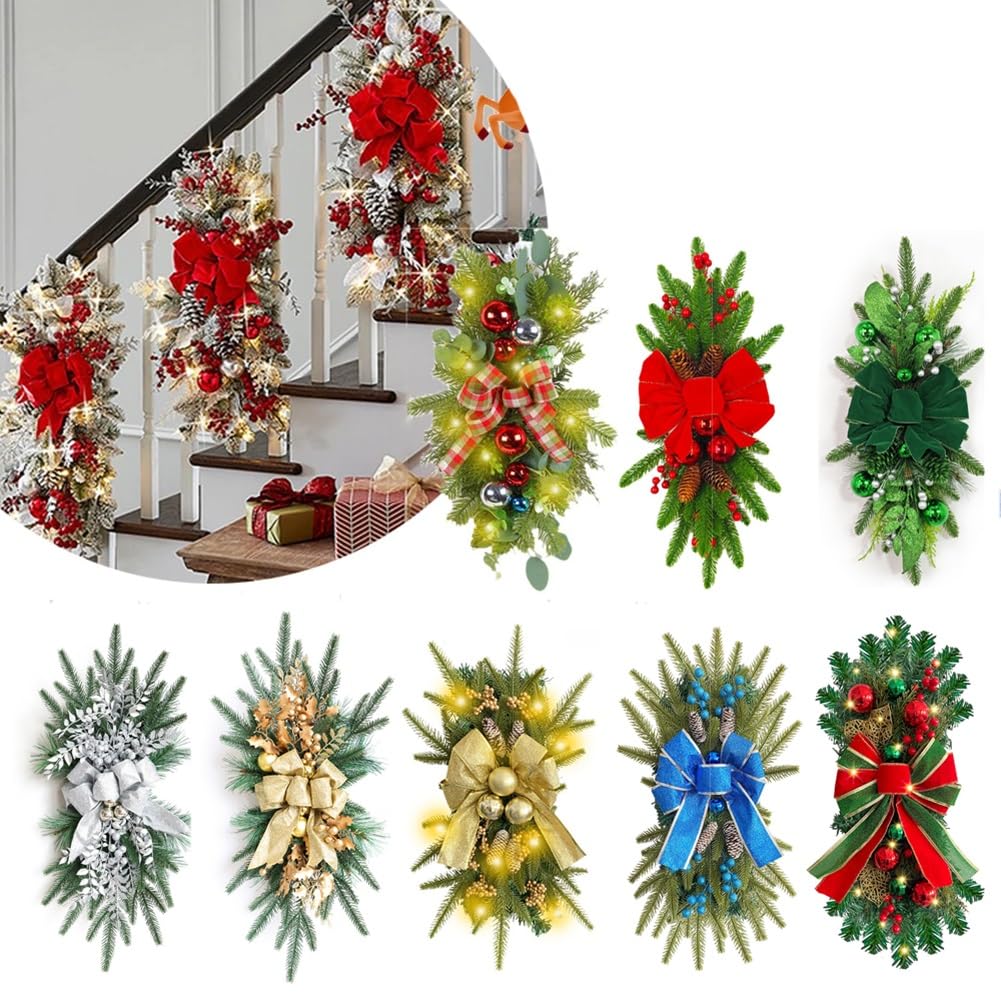 AVCULT Weihnachtskranz Türkranz, Weihnachtsdeko, Adventskranz Hängend, Weihnachtsfeier Dekoration Anhänger