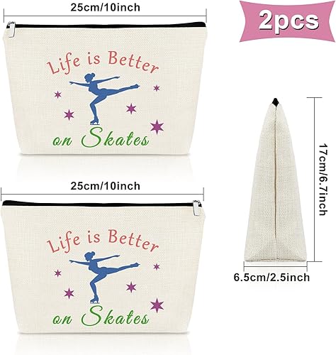 Miniatura 16 de Ice Skating Gifts Makeup Bag 3PCS Inspirational Gift for Skate Lover Skating Team Gift for Girls Figure Skating Gifts Cosmetic Bag Graduation Gift