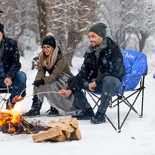 Miniatura 2 de NAIZEA Silla de camping con calefacción, sillas de patio con 3 niveles de calor, sillas plegables portátiles de camping, silla con platillo de luna,