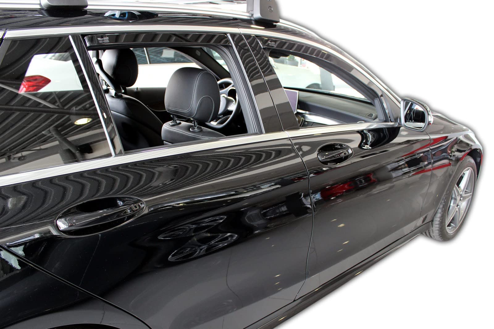 J&J AUTOMOTIVE Windabweiser passend für Mercedes C Klasse S205 Kombi 2014-2021 4tlg, Heko Regenabweiser Vorne Hinten Getönt Dunkel Passform