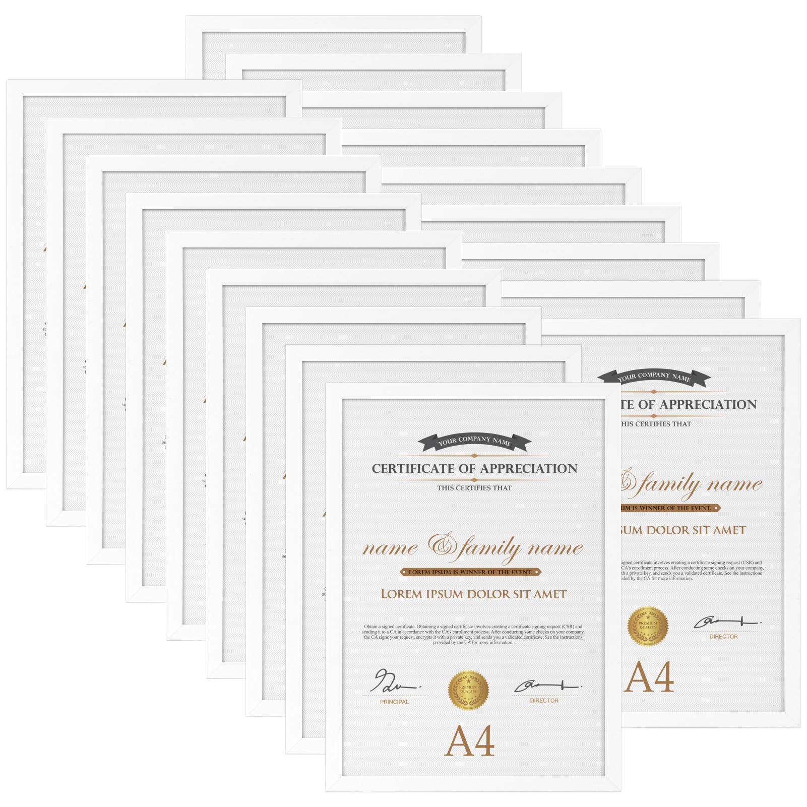 Eympeu White 18-Pack A4 Frames, Slim A4 Picture Frame For Displaying Certificates, Posters, Artwork On A Wall Or Desktop, Elegant Design