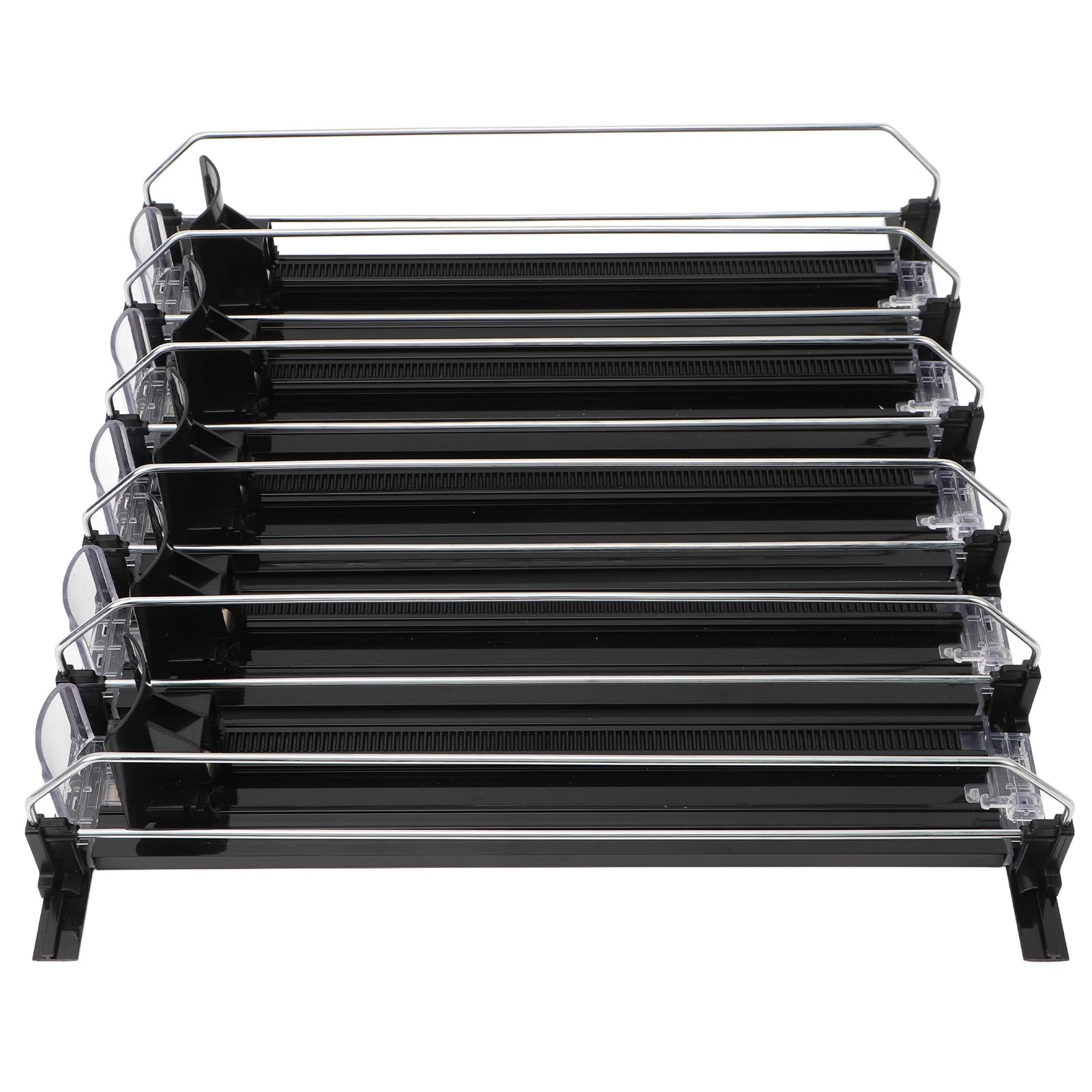 Refrigerator Beverage Dispenser, Adjustable Dividers Selfpushing Beverage Organizer 5 Pieces Easy to Assemble for Supermarkets (Black)