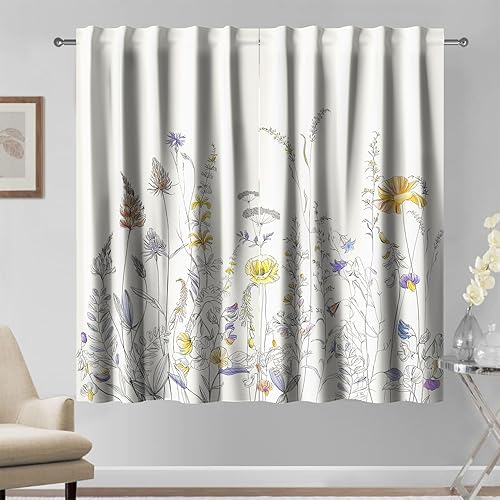 Kzzfqxb Cortinas Florales de 2 Paneles 135x229cm, diseño de Hierbas botánicas Be