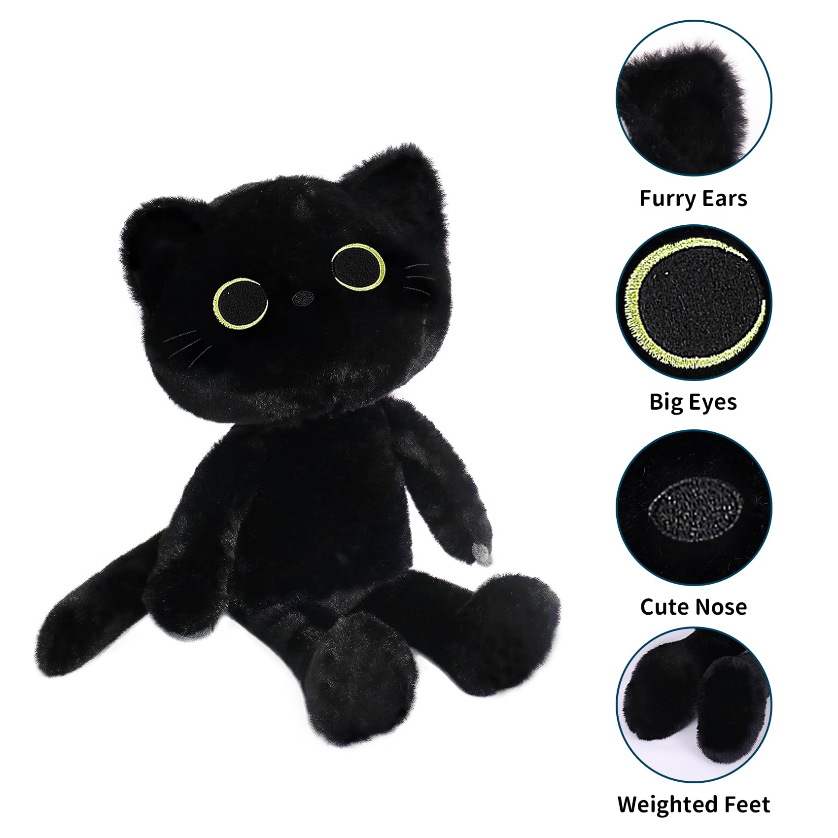 Amazon.co.jp: OurHonor 黒猫ぬいぐるみ 重みのある虹色 反射 黒猫