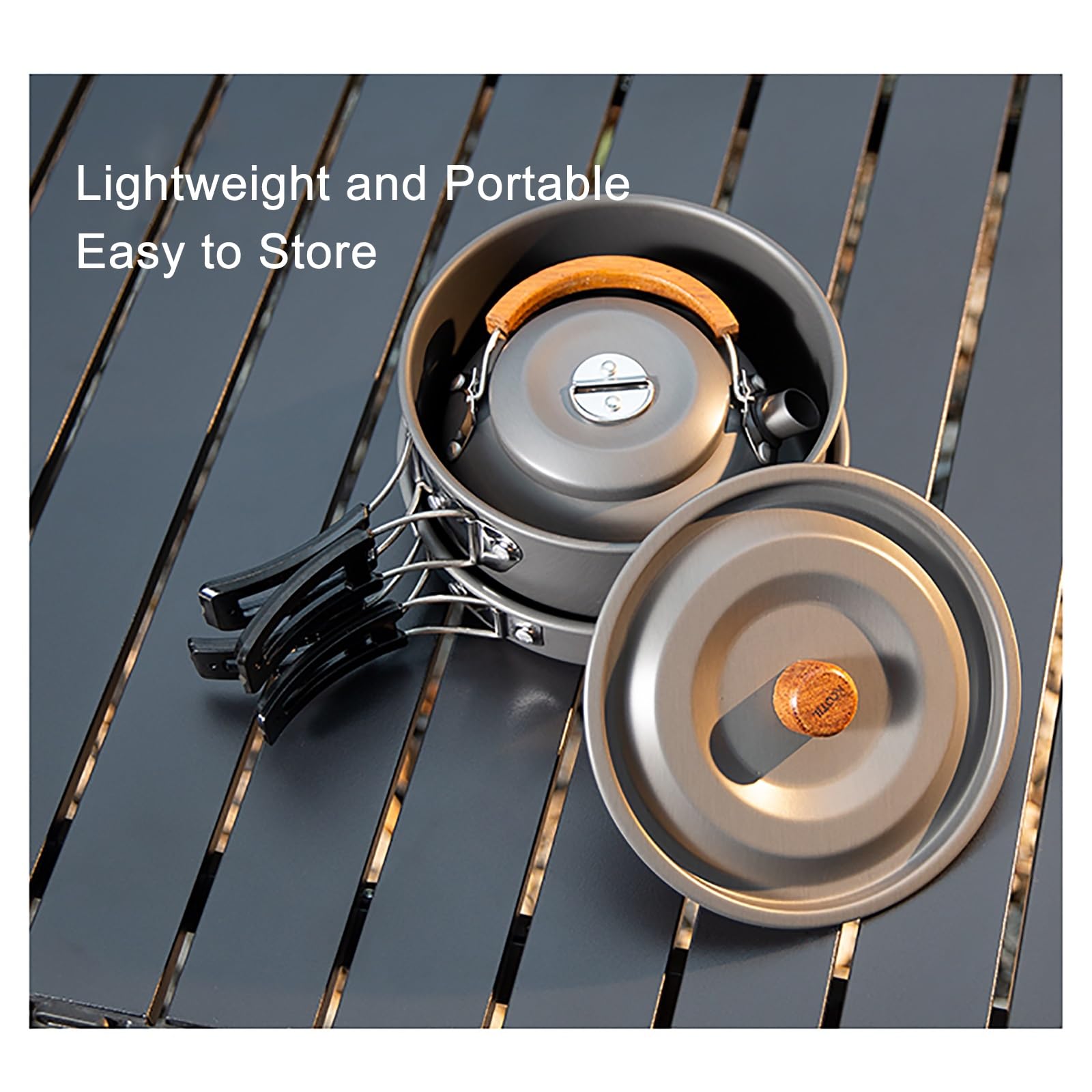 Jotekonoby Outdoor Camping Braadpan, 20CM Antiaanbak Aluminium Kookgerei met Opvouwbare Handgreep, Draagbare Koekenpan voor Wandelen, Picknick, Backpacking