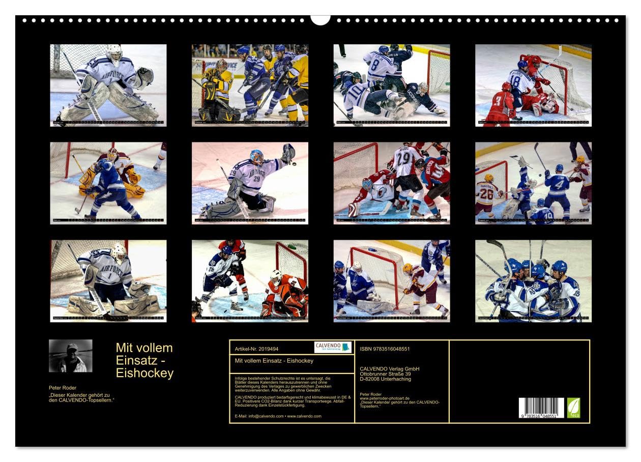 Mit vollem Einsatz - Eishockey (Wandkalender 2026 DIN A2 quer), CALVENDO Monatskalender: Eishockey, Teamsport der Extra-Klasse - beispiellose ... Härte und Schnelligkeit (CALVENDO Sport)