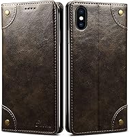 Vista 9 de Sinianl Funda de cuero tipo cartera con tapa de material TPU para iPhone Xs Max/XR/XS/X/8/8 Plus/7/7 Plus/6/6 Plus, Marrón
