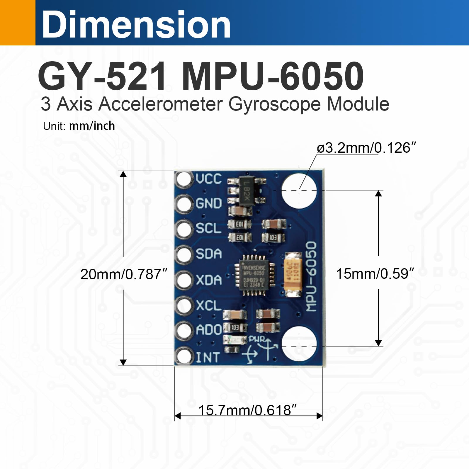MPU-6050 Moduł czujnika 3-osiowy akcelerometr i żyroskop